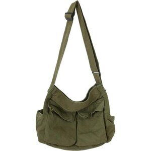 Canvas Messenger Bag Large Hobo Bag Crossbody Shoulder Bag Tote Bag with Pocket